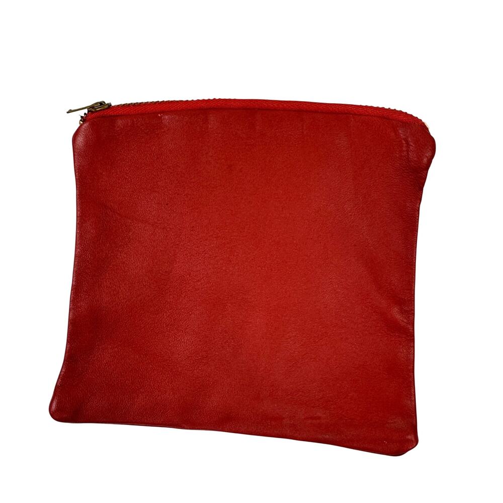 Vintage Burnt Orange Brick Handbag Pebbled Leather Casual Zip Pouch Size 6x5.25